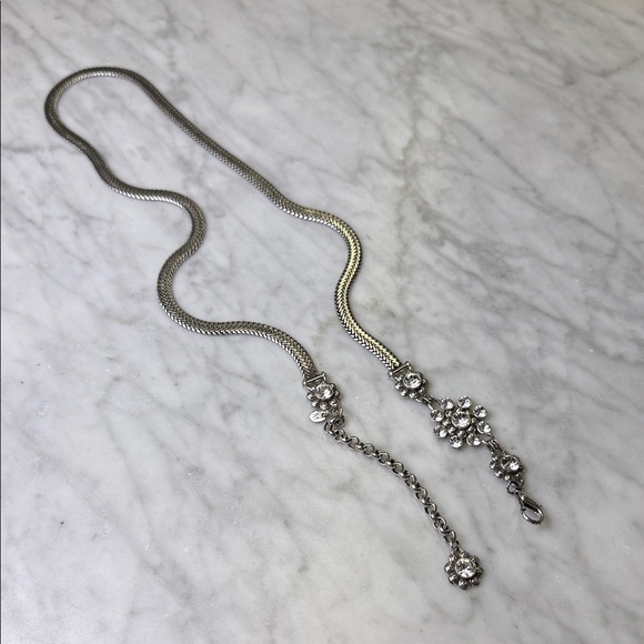 BRIGHTON Silver Toned Rhinestone Embellished Chain Belt Size M - Picture 1 of 8